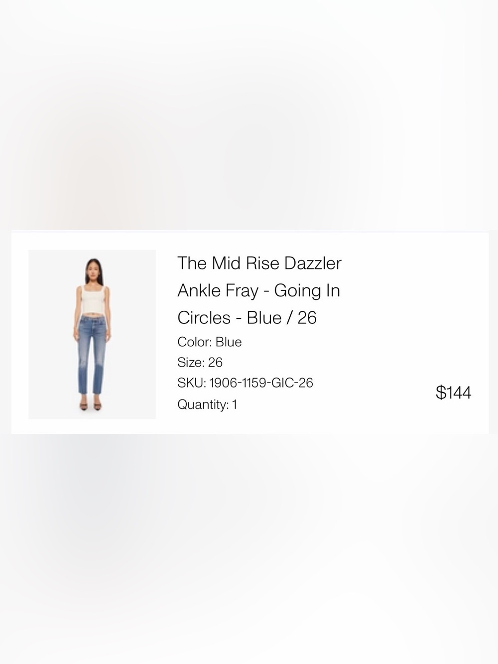 Mother Mid Rise Dazzler Ankle Fray Jeans - Blue